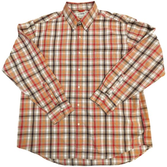 J Crew Shirt XL Men Long Sleeve Button Down Pocket Checked Cotton Label Flawed - Picture 1 of 11